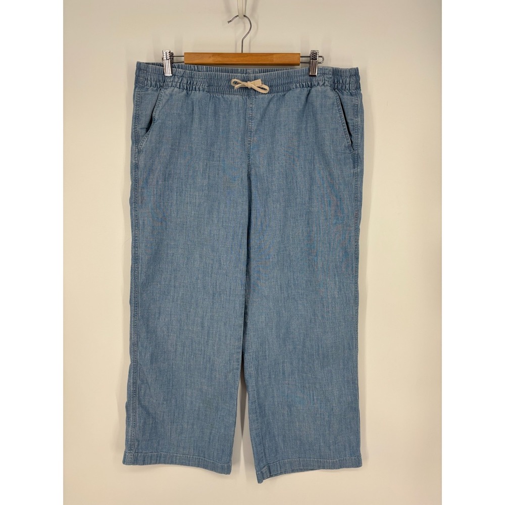 L.L. Bean Pants Womens Petite 18 Blue Chambray Favorite Fit Chino Lakewashed
